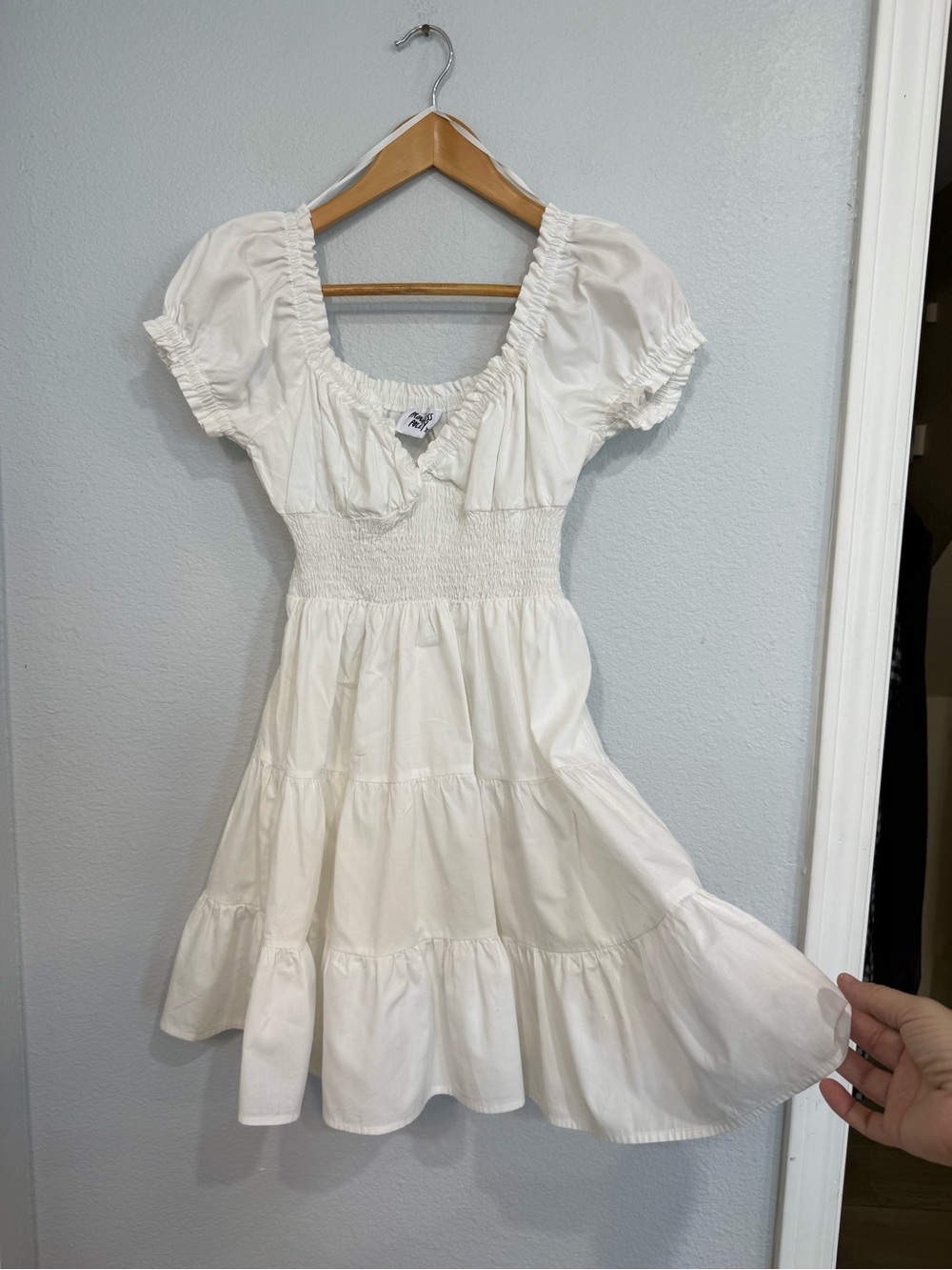Princess Polly White Daniela Mini Dress Smocked Waist
